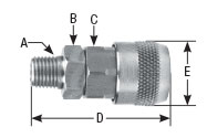 hpcouplers AR25 Series, 1/4" Aro 210 Coupler x 1/8″ Male NPT, Automatic, Stainless Steel