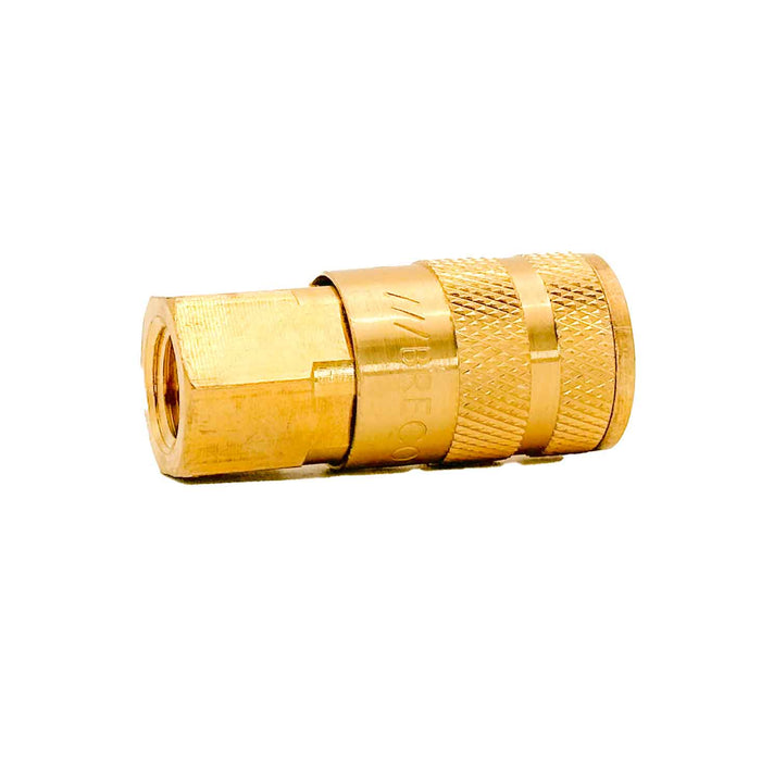 Breco, B-2OF2-B, ARO 210, A Type, 1/4" Coupler x 1/4" Female Thread NPT, Sleeve Guard, Brass