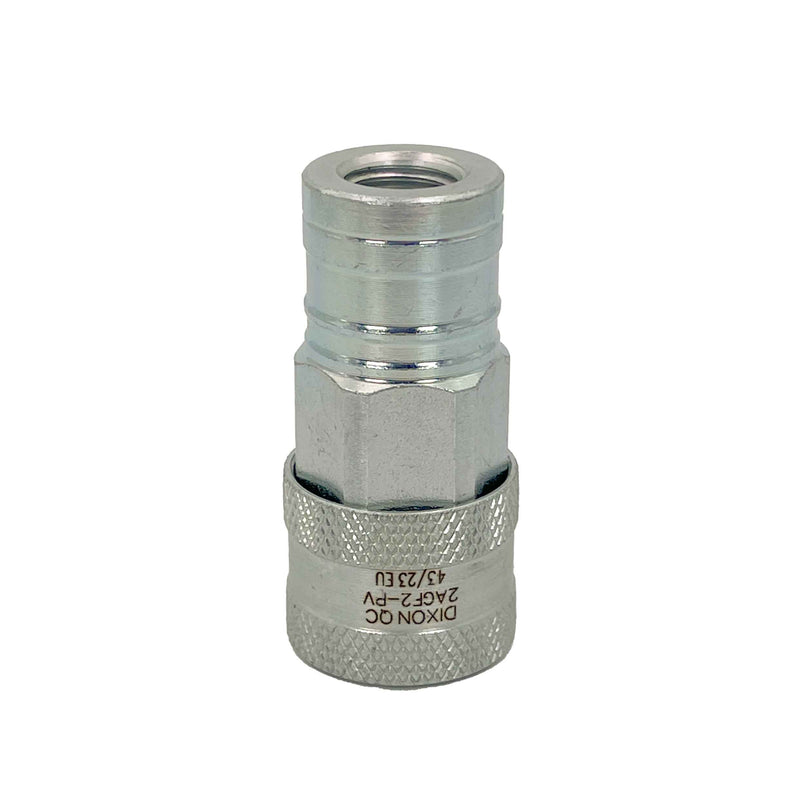 Dixon 2AGF2-PV, AG Series, Agricultural/Pioneer, 1/4" Body Coupler with Poppet Valve x 1/4" Female Thread (Steel)