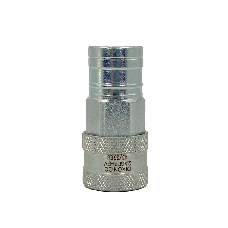 Dixon 2AGF2-PV, AG Series, Agricultural/Pioneer, 1/4" Body Coupler with Poppet Valve x 1/4" Female Thread (Steel)
