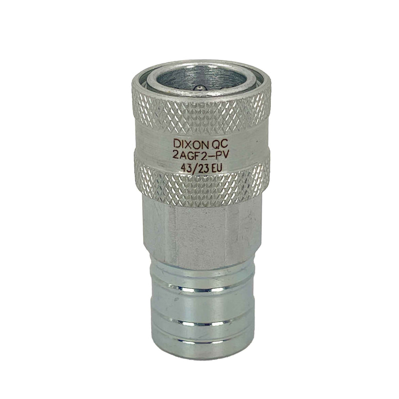 Dixon 2AGF2-PV, AG Series, Agricultural/Pioneer, 1/4" Body Coupler with Poppet Valve x 1/4" Female Thread (Steel)