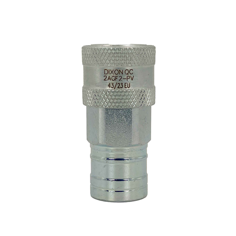 Dixon 2AGF2-PV, AG Series, Agricultural/Pioneer, 1/4" Body Coupler with Poppet Valve x 1/4" Female Thread (Steel)