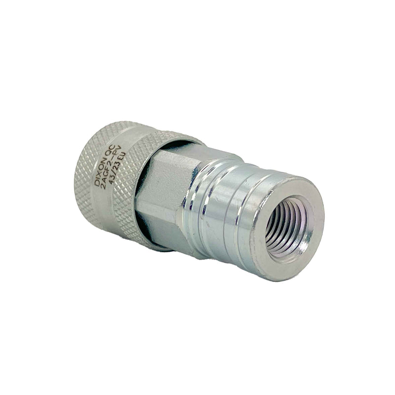 Dixon 2AGF2-PV, AG Series, Agricultural/Pioneer, 1/4" Body Coupler with Poppet Valve x 1/4" Female Thread (Steel)