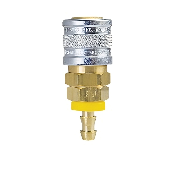 Foster 1513, 3 Series, Industrial Coupler, Manual, 1/4" Hose Barb (Push-On), Brass, Steel