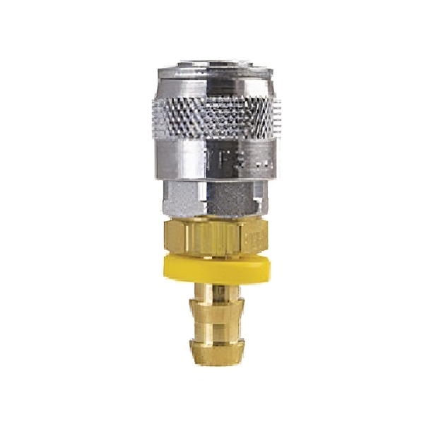 Foster TF1714, TF4 Series, True-Flate, Automotive, Coupler, Automatic, 3/8" Hose Barb (Push-On), Brass, Steel
