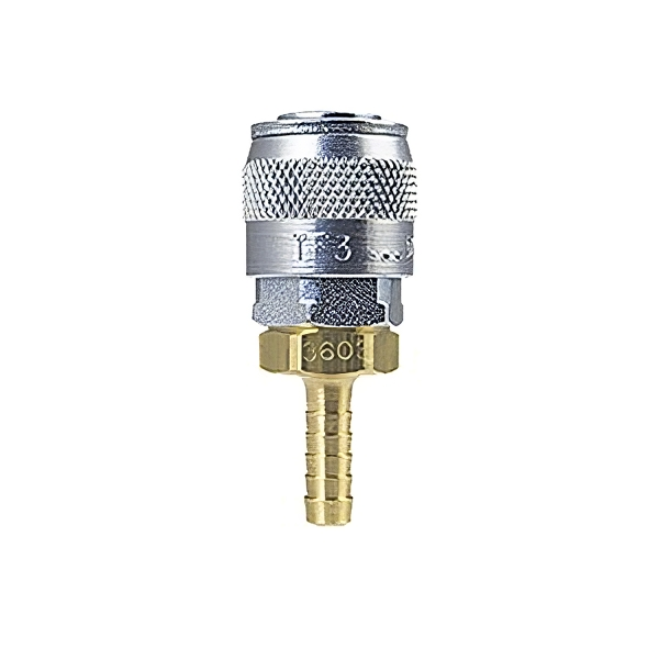 Foster TF4604, TF4 Series, True-Flate, Automotive, Coupler, Automatic, 1/4" Hose Barb, Brass, Steel