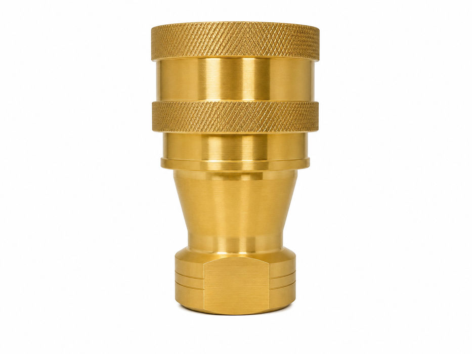 HPCOUPLERS 6H-B – ISO B Hydraulic Quick Connect Coupler, 3/4” Female NPT, Brass, Two-Way Shut-Off