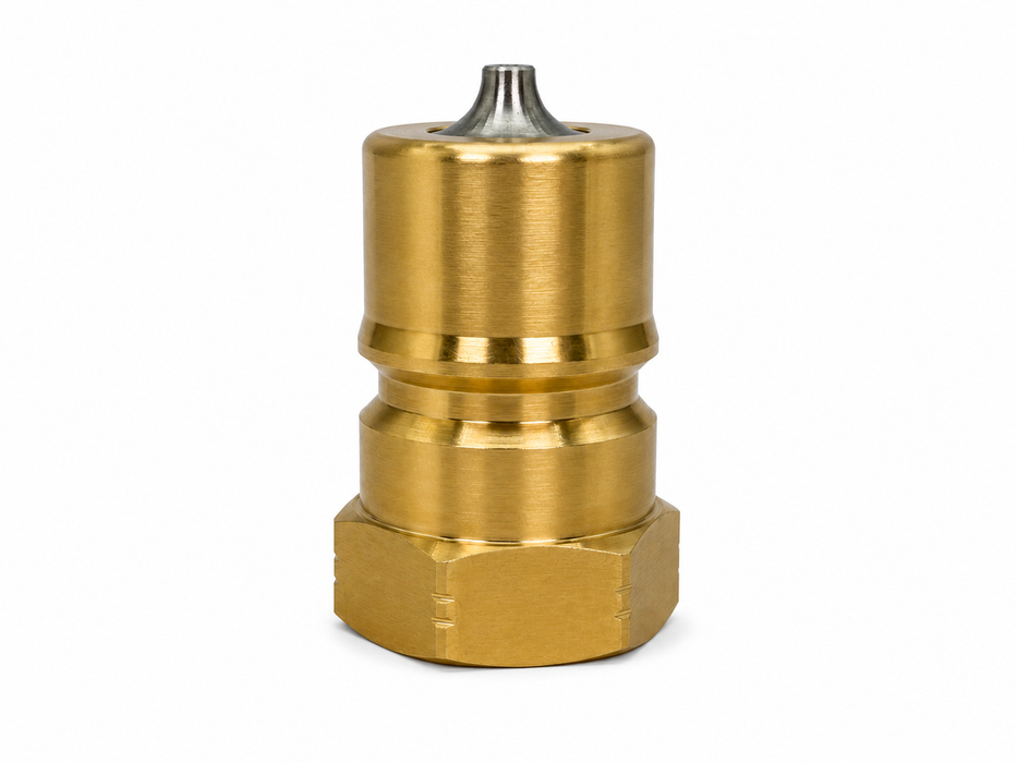 HPCOUPLERS 6K-B – ISO B Hydraulic Quick Connect Plug, 3/4” Male NPT, Brass, Two-Way Shut-Off