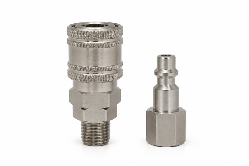 hpcouplers 1/4” Industrial Interchange Stainless Steel Coupler & Plug Set, 1/4” NPT, Made in USA