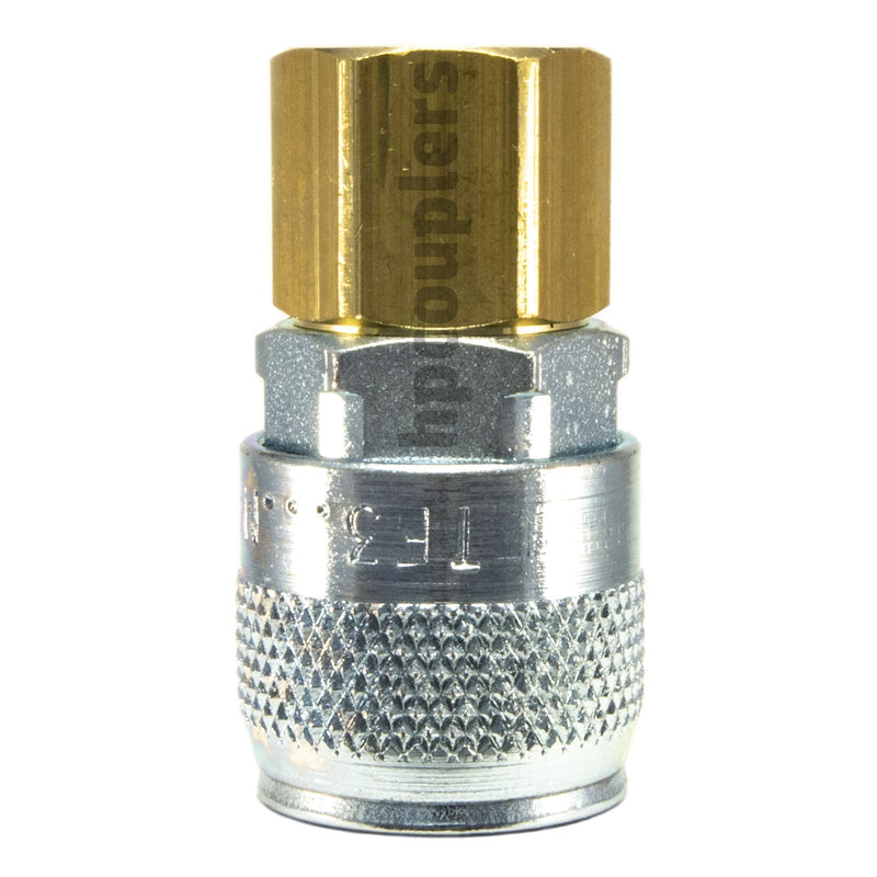 Foster TF4404, TF4 Series, True-Flate, Automotive, Coupler, Automatic, 1/2" Female NPT, Brass, Steel