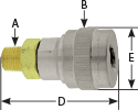 hpcouplers TL25 Series, 1/4" Shrader Coupler x 1/8″ Male NPT, Manual, Steel