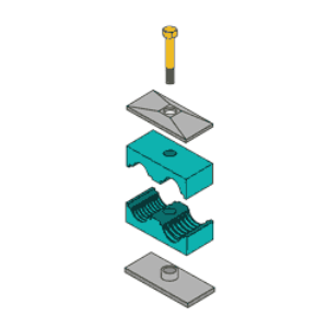 ZSI - Beta Hydraulic Clamps, T4017S, Twin Series, 3/4" Pipe, Steel Polypropylene