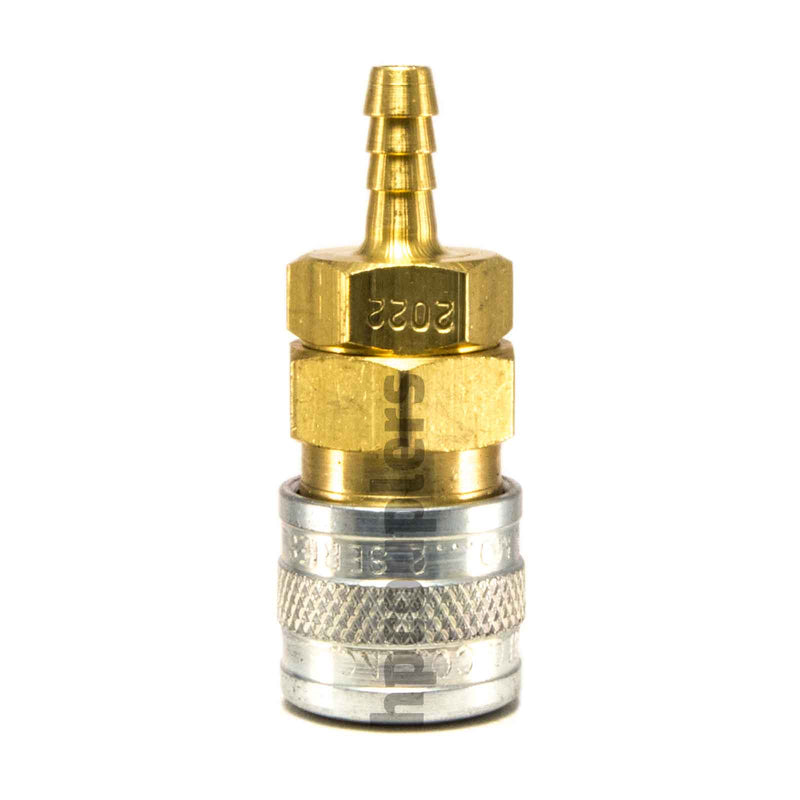 Foster 2022, 2 Series, Industrial Coupler, Manual, 1/8" Hose Barb, Brass, Steel