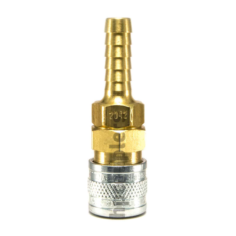 Foster 2042, 2 Series, Industrial Coupler, Manual, 1/4" Hose Barb, Brass, Steel