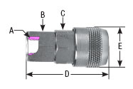 hpcouplers AR25 Series, 1/4" Aro 210 Coupler x 3/8″ Female NPT, Automatic, Stainless Steel