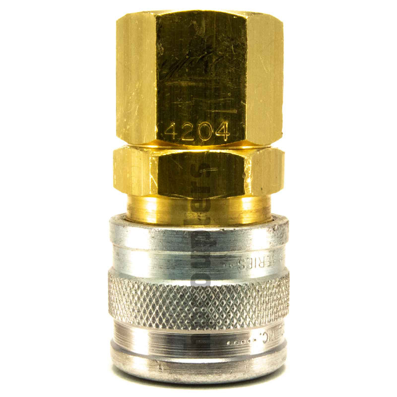 Foster 4204, 4 Series, Industrial Coupler, Manual, 3/8" Female NPT, Brass, Steel