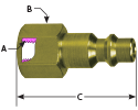 hpcouplers IM25 Series, 1/4" Industrial Plug x 1/4″ Female NPT, Brass