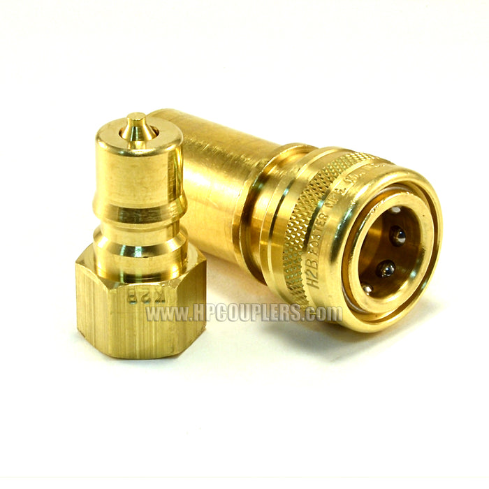 Foster H2B K2B, FHK Series, ISO B,  1/4" Two Way Shut-off, Coupler and Plug Set, Brass