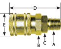 hpcouplers IM38 Series, 3/8" Industrial Coupler x 3/8" Male NPT, Manual, Brass