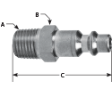 hpcouplers IM25 Series, 1/4" Industrial Plug x 1/8″ Male NPT, Steel