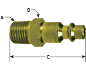 hpcouplers IM25 Series, 1/4" Industrial Plug x 1/4″ Male NPT, Brass