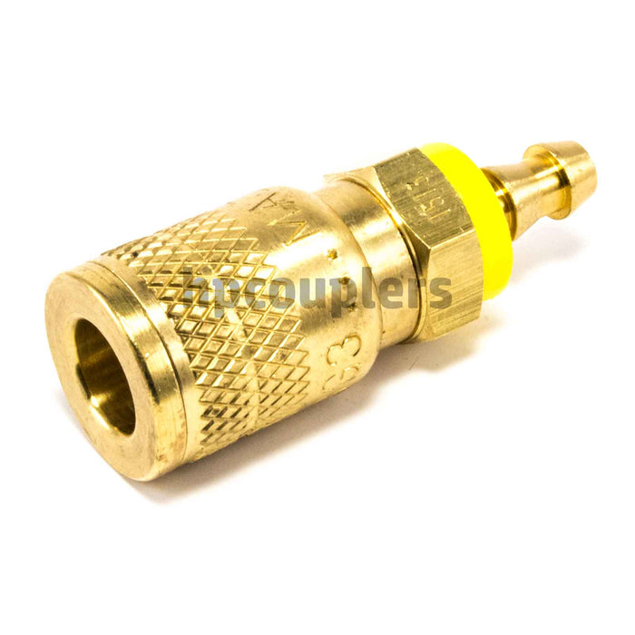 Foster SG1513, 3 Series, Industrial Coupler, Manual, Sleeve Guard, 1/4" Push-On Hose Barb, Brass