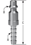 hpcouplers IM25 Series, 1/4" Industrial Plug x 3/8″ Hose Barb, Manual, Stainless Steel