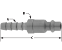 hpcouplers IM25 Series, 1/4" Industrial Plug x 1/4″ Hose Barb, Manual, Steel