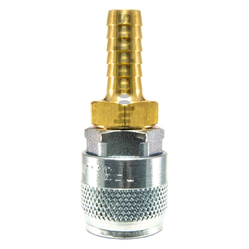 Foster TF3703, TF Series, True-Flate, Automotive, Coupler, Automatic, 3/8" Hose Barb, Brass, Steel