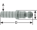 hpcouplers TF25 Series, 1/4" True-Flate, Automotive Plug x 1/4″ Hose Barb, Manual, Steel