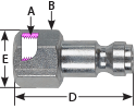 hpcouplers TF25 Series, 1/4" True-Flate, Automotive plug x 3/8″ Female NPT, Steel