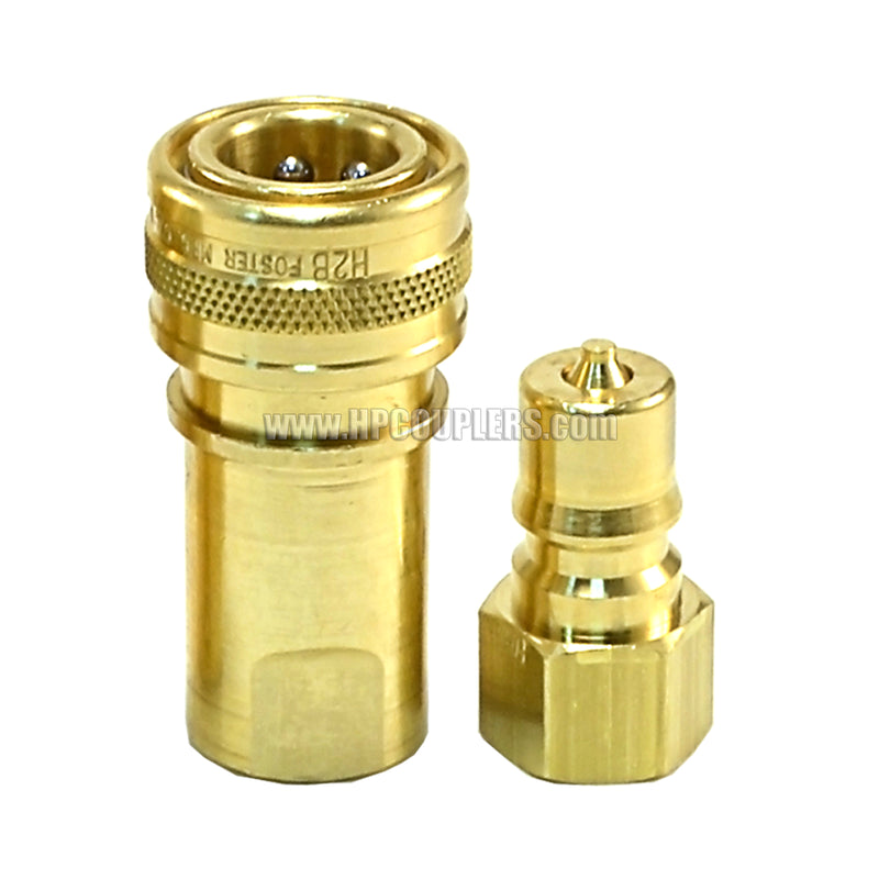 Foster H2B K2B, FHK Series, ISO B,  1/4" Two Way Shut-off, Coupler and Plug Set, Brass