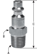 hpcouplers IM38 Series, 3/8" Industrial Plug x 1/2″ Male NPT, Manual, Stainless Steel